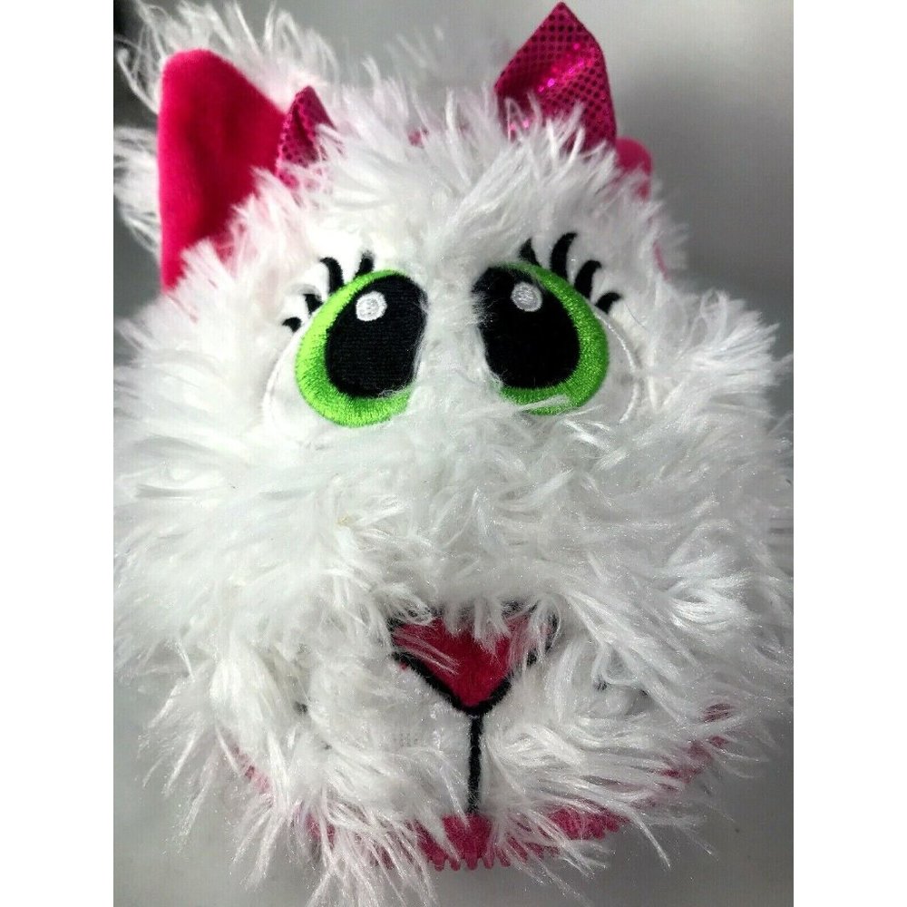Stuffies Cat Plush White Pink Zipper Pouch Mouth Magnetic Stuffed Animal Toy